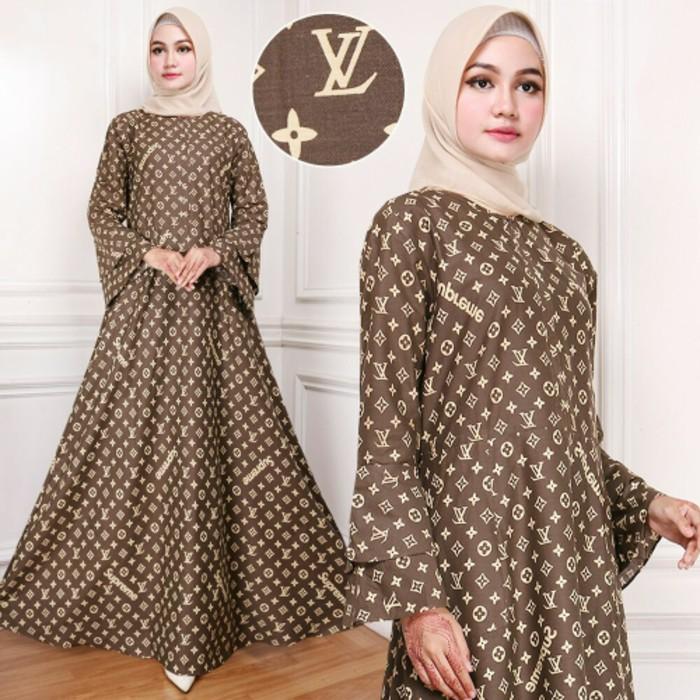 (JNH Shop) Maxy Cantik Coklat Katun Jepang Simpel Gamis Bagus Murah Maxi LV KT