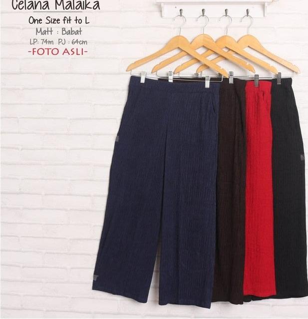 Celana Panjang Wanita Polos Bahan Babat Bagus Kulot Lebar Cutbray Mura