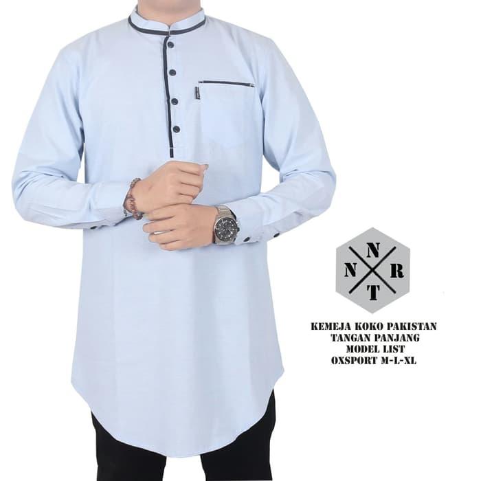 gamis koko pakistan lengan panjang biru navy - Biru Muda, M/Baju Muslim/Baju Koko /Baju Kemeja Muslim/Baju Gamis Pria/Baju Kemeja Koko