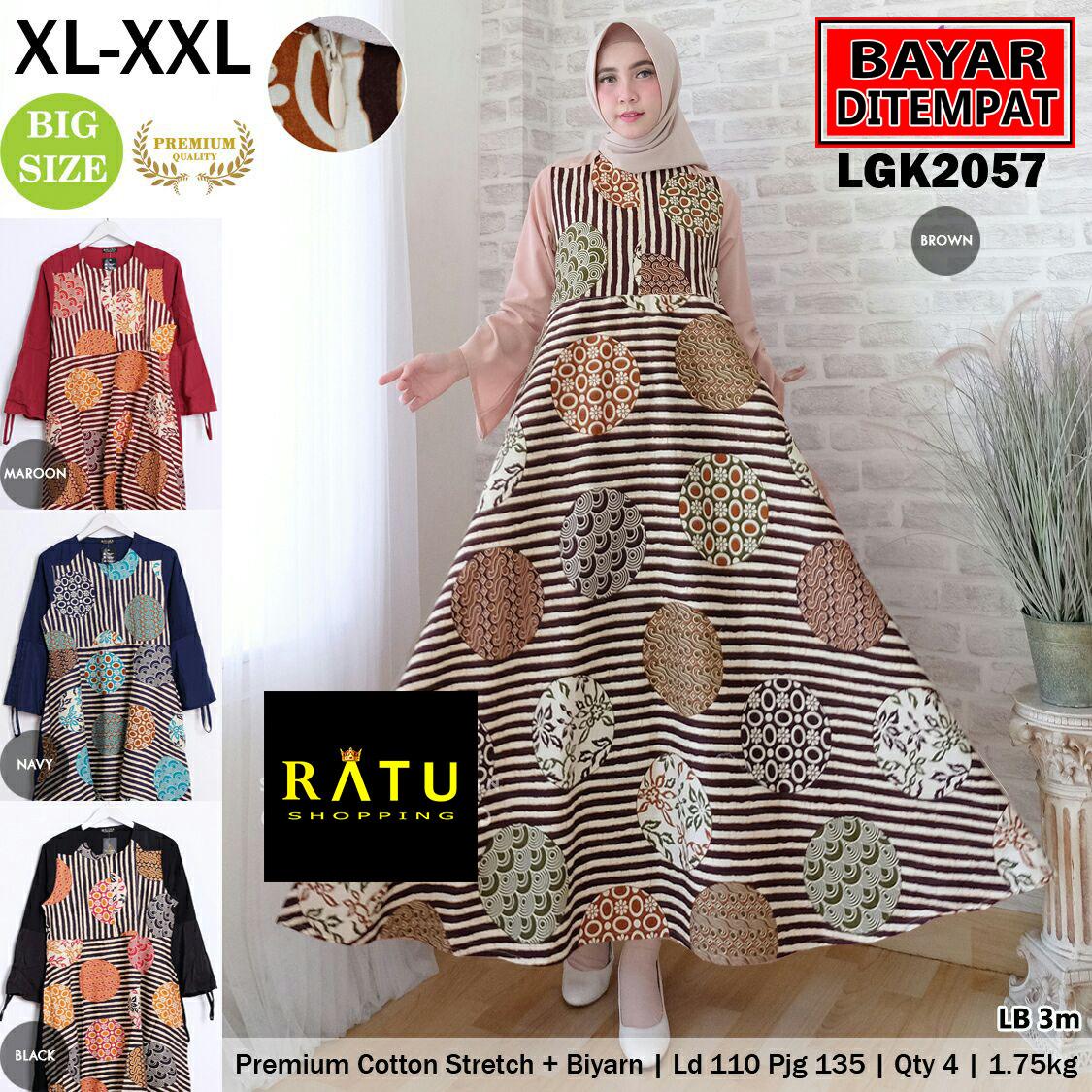 RATU SHOPPING PROMO baju muslim gamis ramadhan lebaran spesial jumbo size real pic xl xxl jumbo big size plush size lgk2057