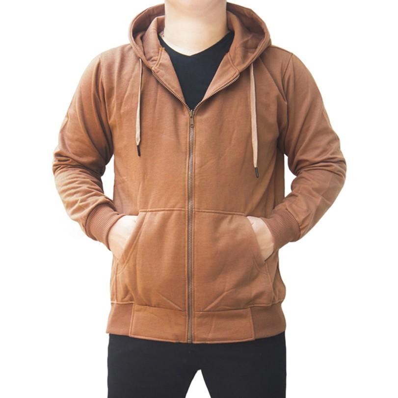 Jaket Polos Coklat Mocca Hoodie ! Zipper Polosan Murah Pria Wanita - Yvozzx