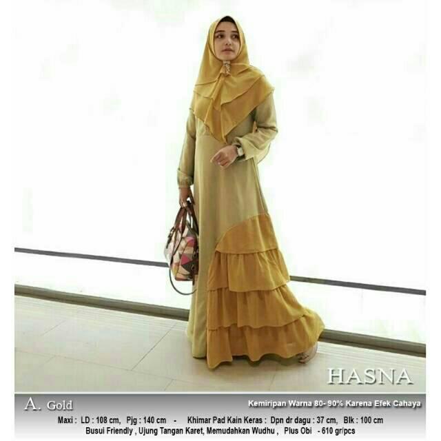 GAMIS HASNA SYARI PREMIUM / GAMIS SYARI WOLLYCREPE TERLARIS navymaron