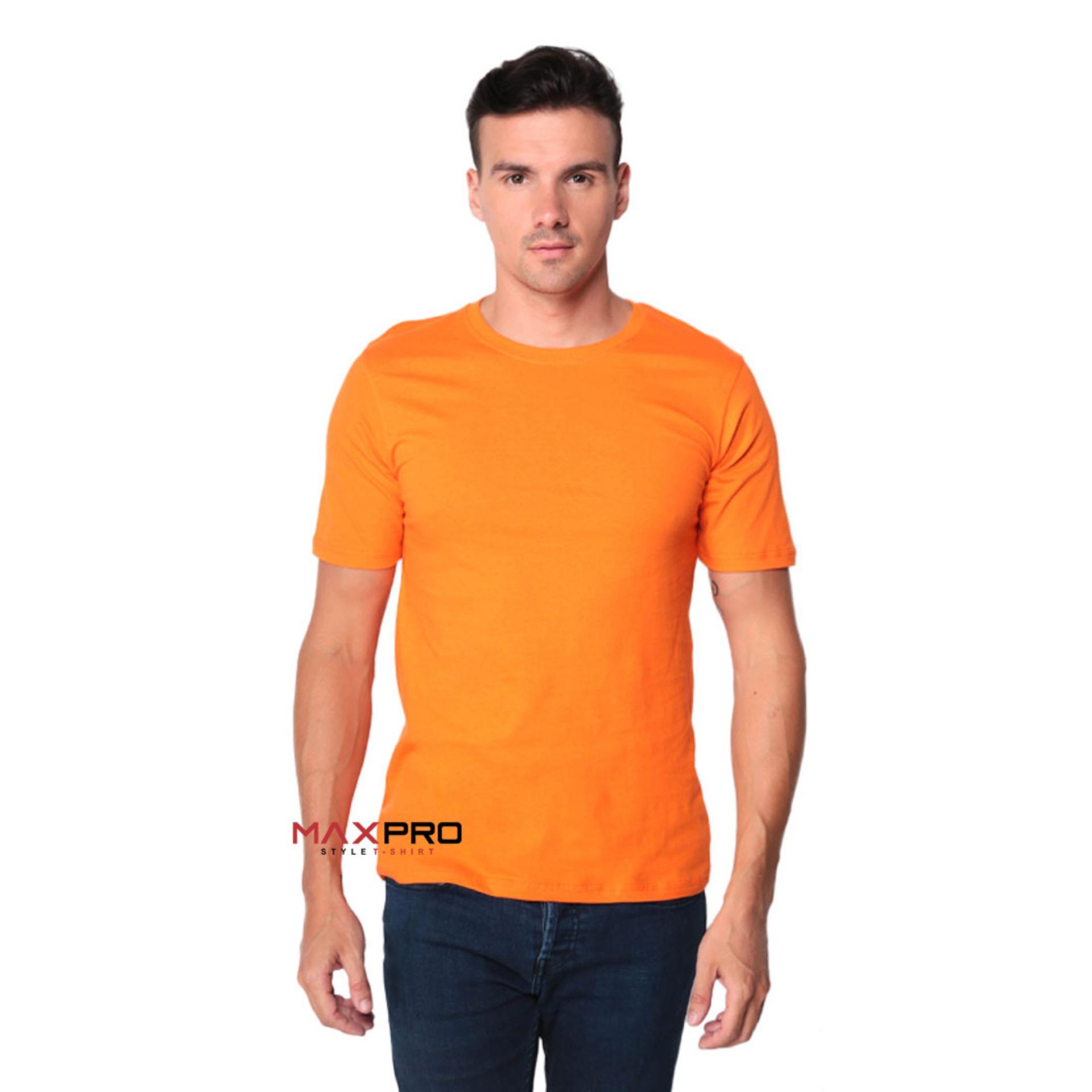 MaXPro Kaos Polos Pria Orange - T-Shirt Distro Cowok Tumblr Tee / Kaos Oblong / Kaos Distro / Kaos Couple / Baju Kaos Atasan Pria Oren