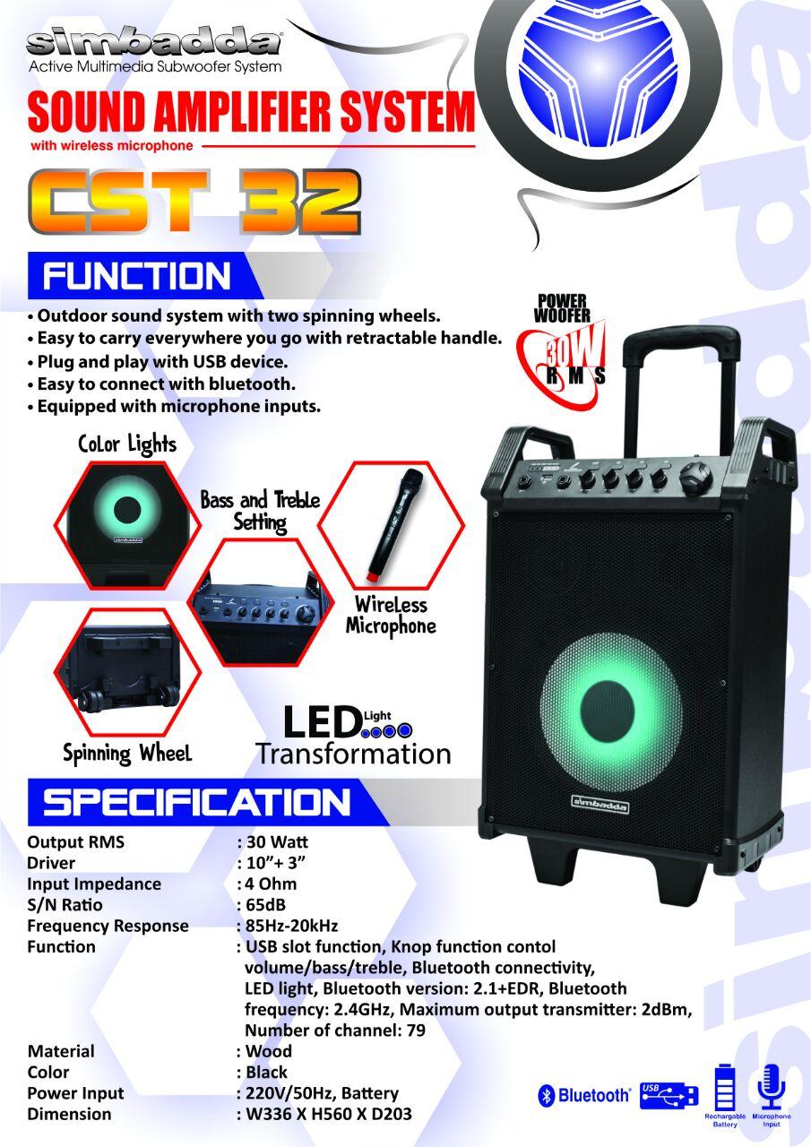 Speaker simbada CST 32 trolly amplifier sound system