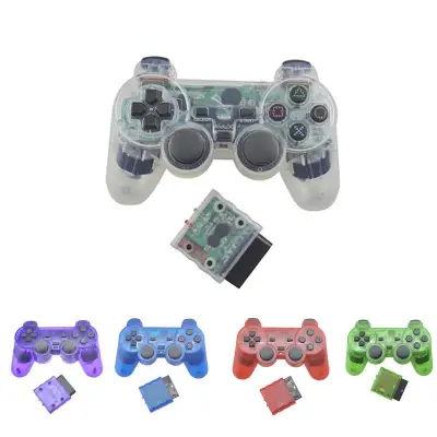For PS2 Wireless Controller Bluetooth Gamepad for Play Station 2 Joystick Console for Dualshock 2 Transparent Color
