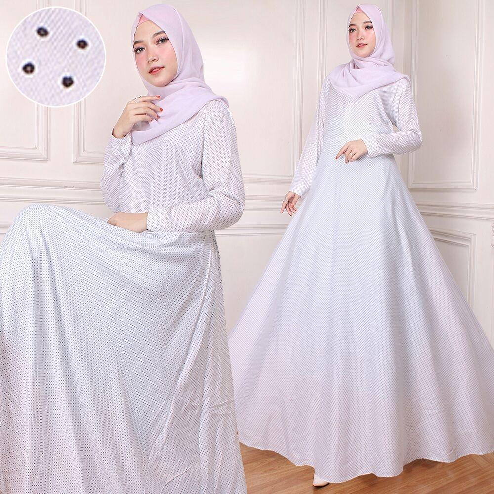 GAMIS MAXI DRESS NABILA WARNA PUTIH ( TANPA PASMINA)