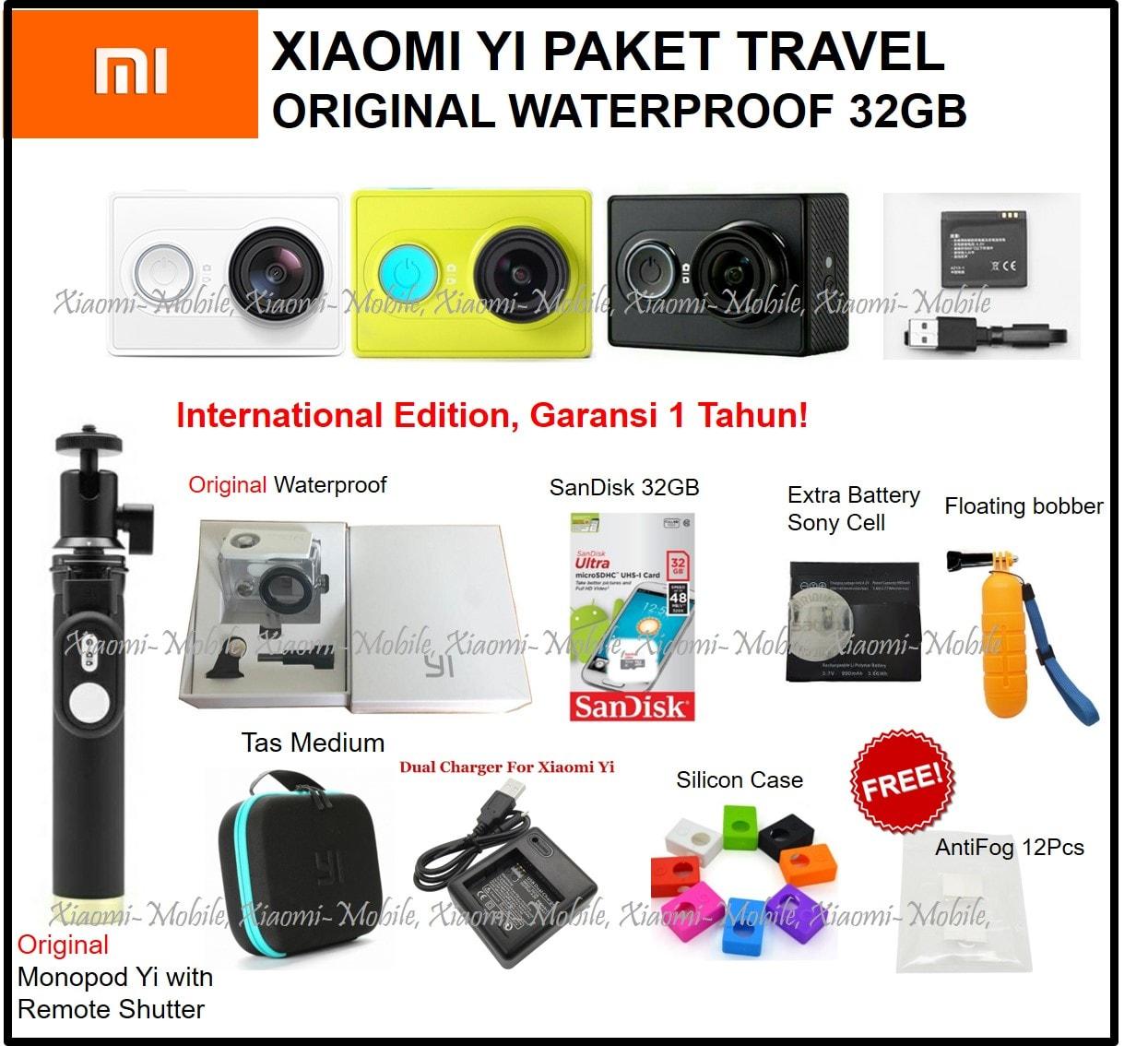 Xiaomi Yi Action Camera Travel Edition Paket Komplit