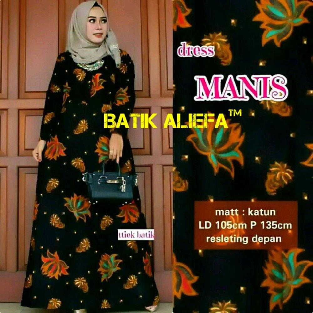 Gamis Longdres Batik Syari Hitam Manis Fashion Pekalongan Indonesia di lapak Batik Aliefa Pekalongan aliefa99