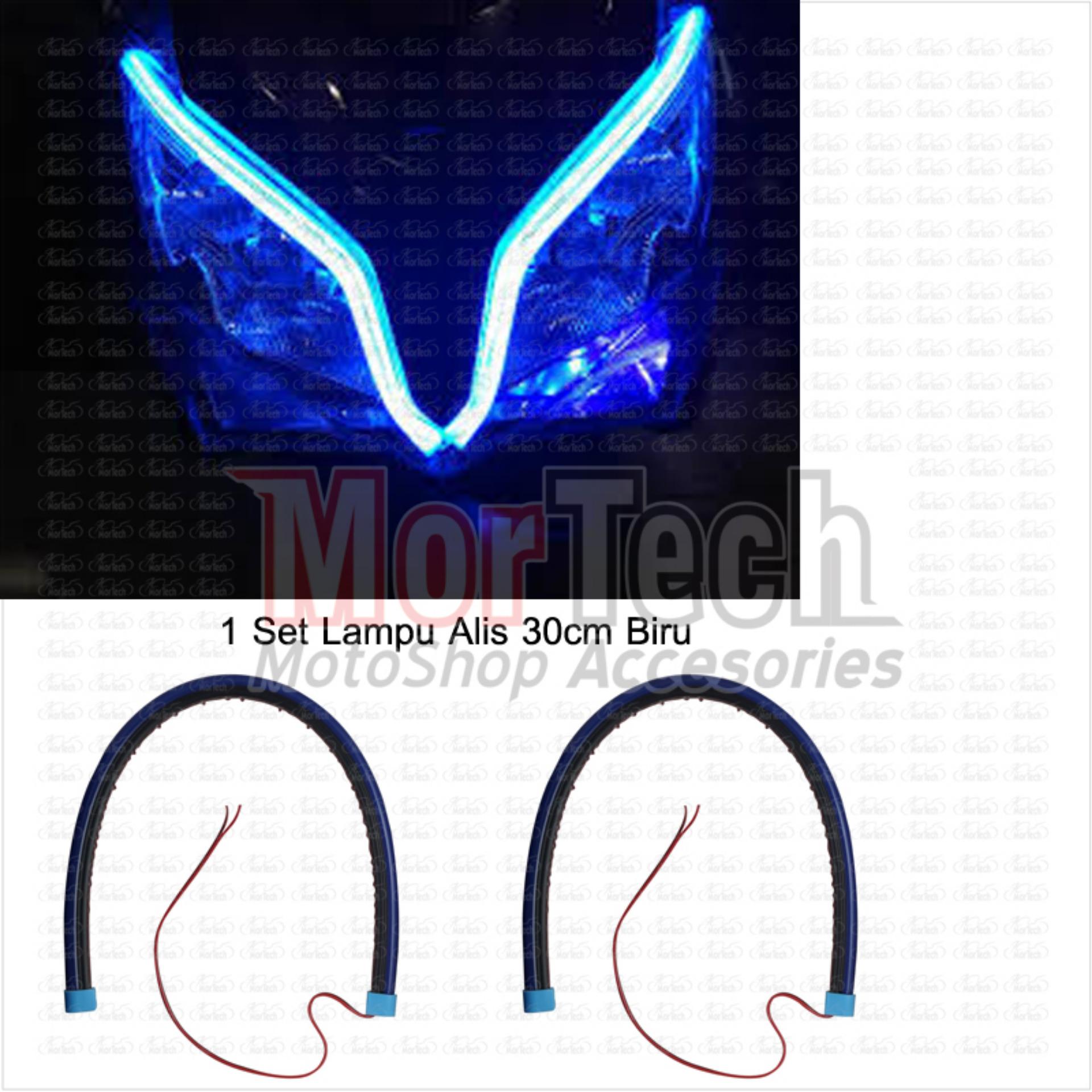 DRL Lampu LED Alis Flexible Fleksibel Motor - Mobil 30 cm Beat Karbu 110 cc Biru