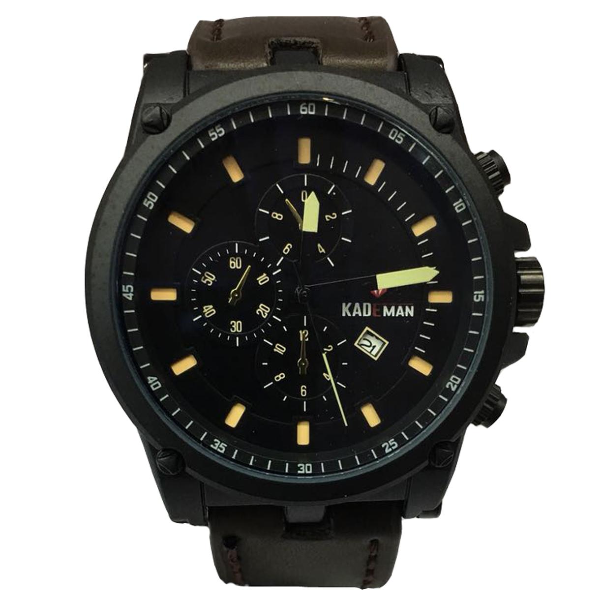 Kademan KD003K Jam Tangan Kasual Pria Murah Anti Air - Quartz - Chrono Off - Original - Tali Kulit