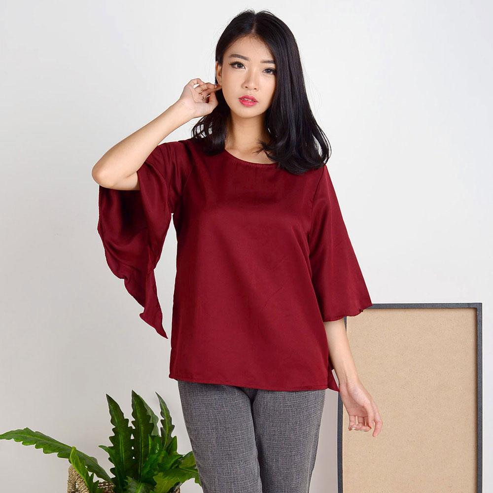 Asmiranda (BR824) - Baju Atasan Wanita Lengan Lonceng Blouse Terbaru / Korea / Murah / Model / Muslim / Gamis / Hijab / Modern / Kekinian / Atasan / Formal / Casual / Pesta / Kampus / Kerja / Kantor / Dewasa