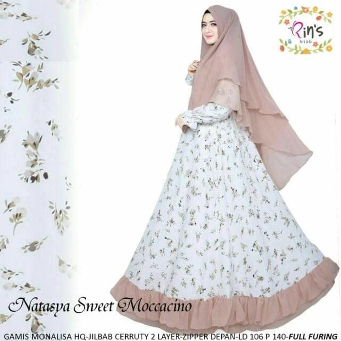 natasya syaru ceruty cantik ori rins banyak warna set gamis