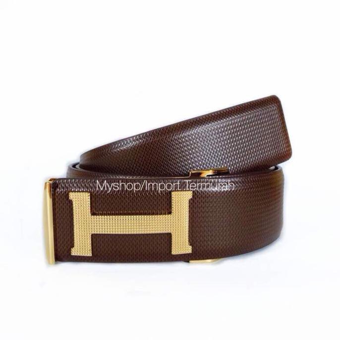 Gesper Ikat Pinggang Kulit Import Pria Cowo Branded Hm 74 Brown - Aruah6
