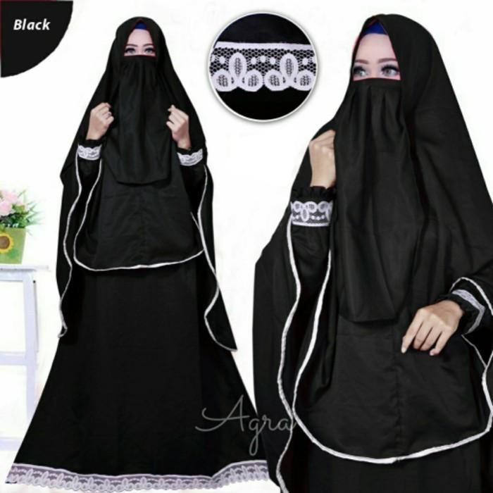 (JNH Shop) Busana Muslim Gamis Cadar Syari Fitria Black Maroon Marun Marron TM