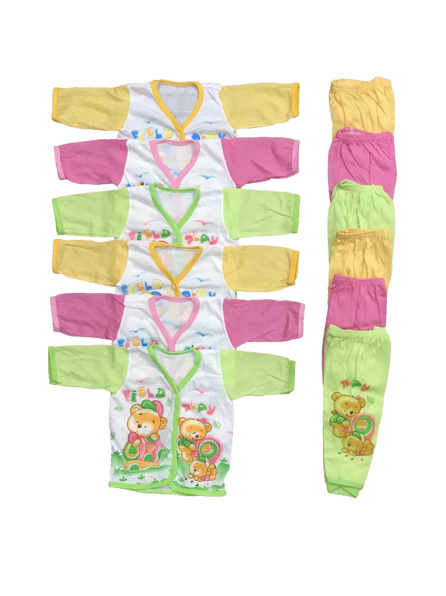 BAYIE - 6 SET Setelan Baju Bayi Lengan Panjang+Celana Panjang Motif lucu new born MELODY umur 0-3 bulan/baju rumah/anak laki-laki/anak perempuan