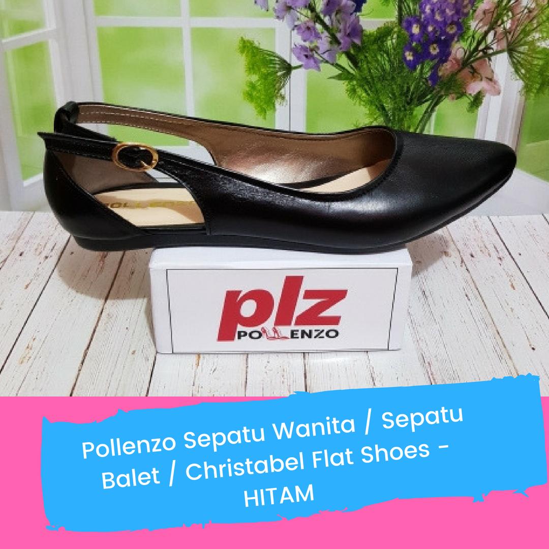 Pollenzo Sepatu Wanita / Sepatu Balet / Christabel Flat Shoes - HITAM
