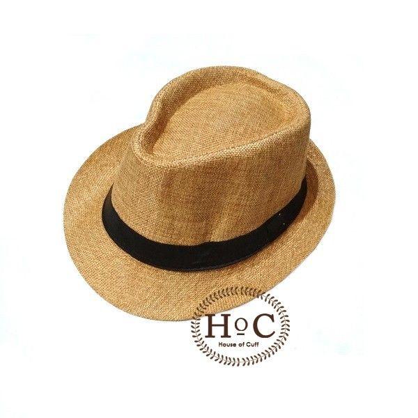 Houseofcuff Topi Fedora Hat BROWN LIGHT LISTED FEDORA HAT