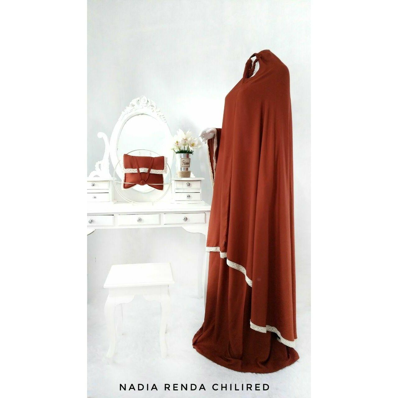 Mukena Muslim Dewasa Trendy Mewah Modern Katun Rayon Halus Nadia Renda