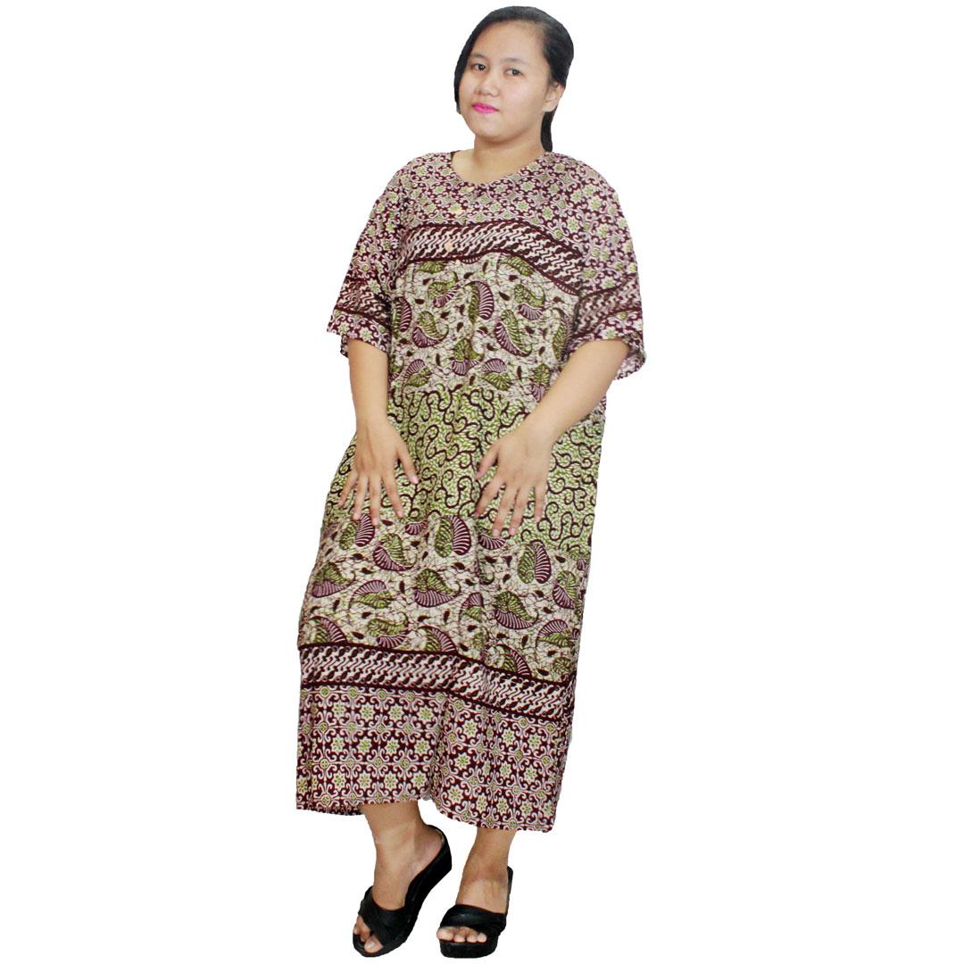 Daster Jumbo Lengan Pendek Batik, Baju Tidur Jumbo, Piyama Jumbo, Leher Kerut (DPT003-20) Batik Alhadi