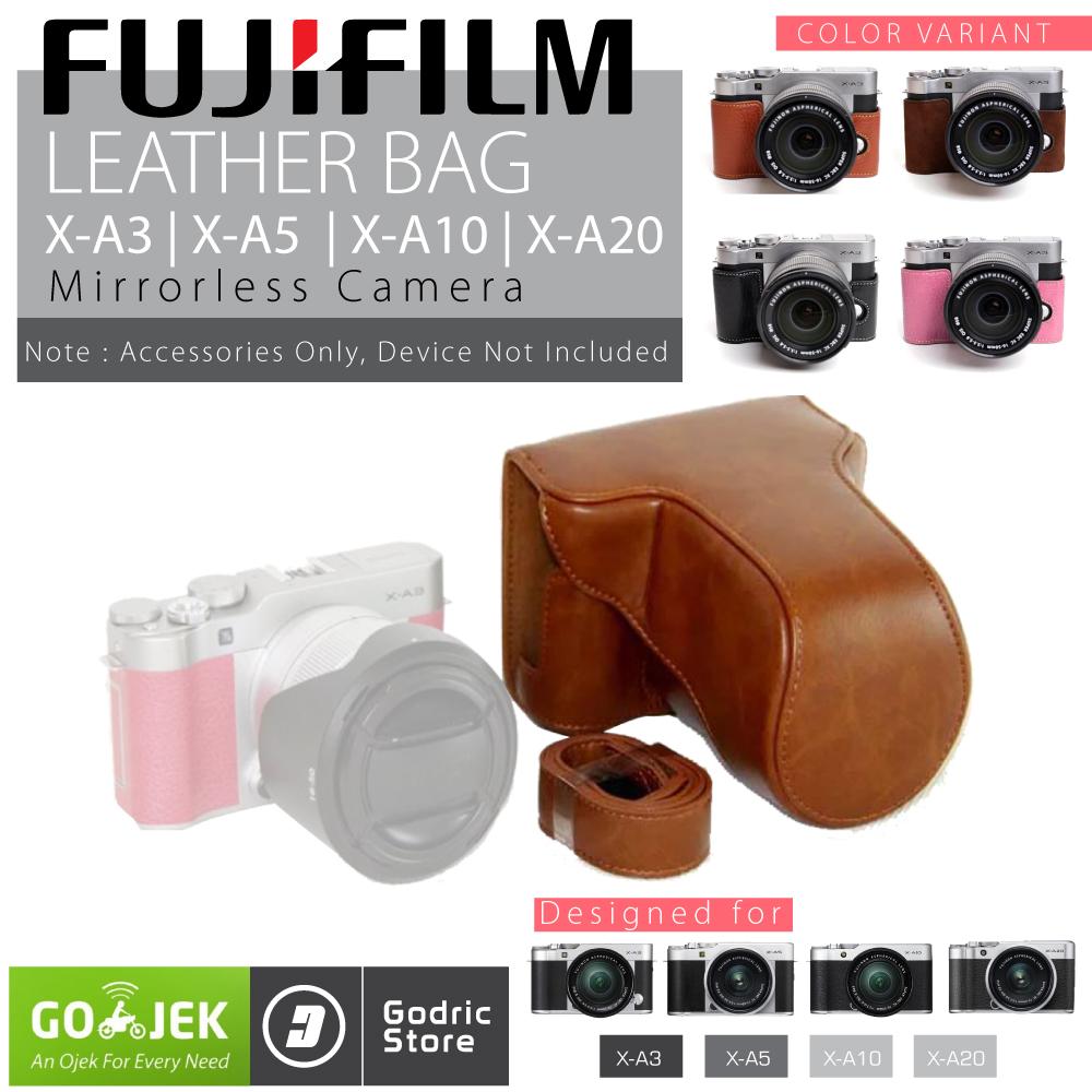 Fujifilm X-A3 / X-A5 / X-A10 / X-A20 / XA3 / XA5 / XA10 / XA20 Leather Bag / Case / Tas Kulit Kamera Mirrorless - Coklat Muda