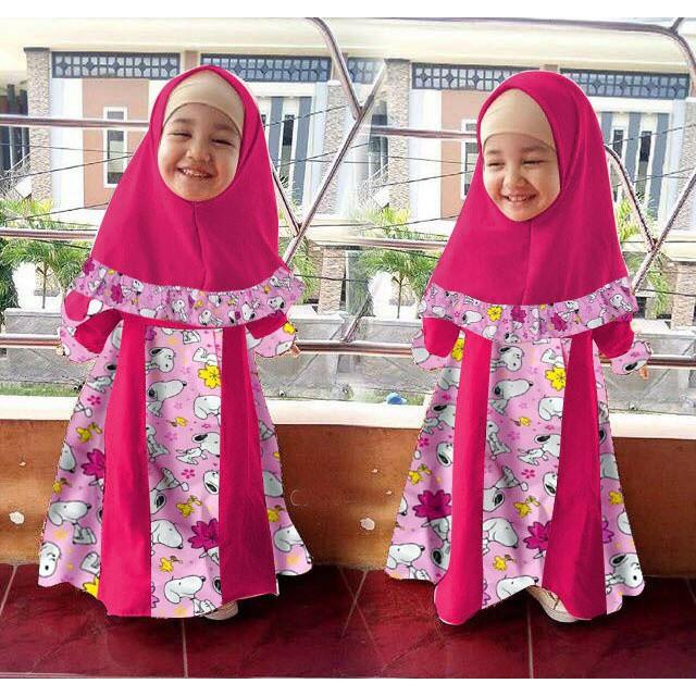 Vshop91jkt - Gamis Anak Marsha Snopy Baju Syari Bergo Anak Dress Anak Gamis Kids Syari Kids Baju muslim Pakaian Muslim Anak Dress Muslim Anak Pakaian Anak Bergo Maxi Dress Pashmina Mukena Ciput Tunik Wanita Dress Snopy Dress Doraemon Baju koko