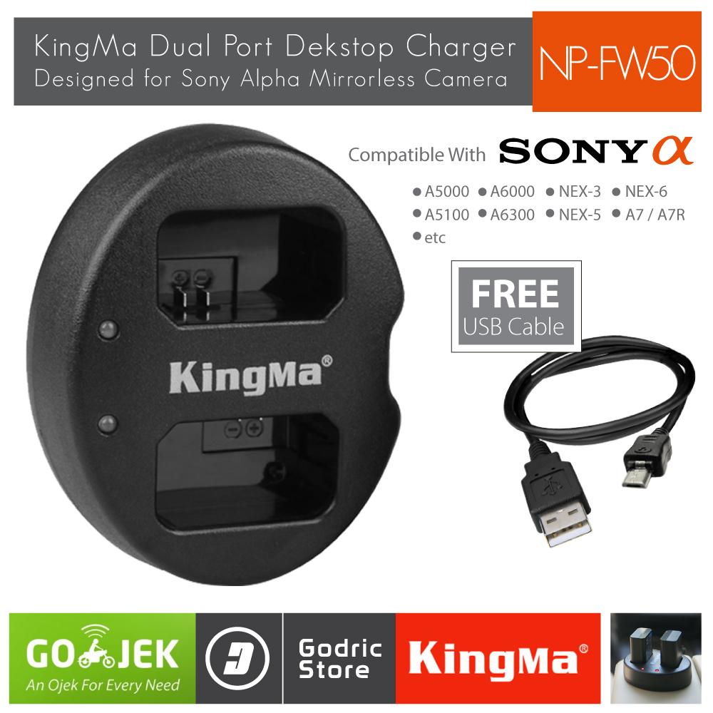 Kingma Charger NP-FW50 for Sony Alpha A7R A7S A5000 A5100 A6000 A6300 NEX-7 NEX-6 Etc