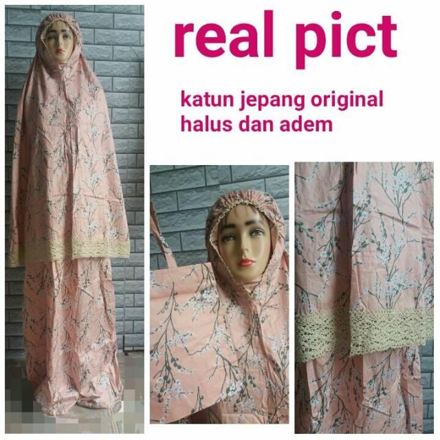 Mukena katun jepang renda motif mukena katun jepang shabby grosir tanah abang murah oleh oleh umroh ecer