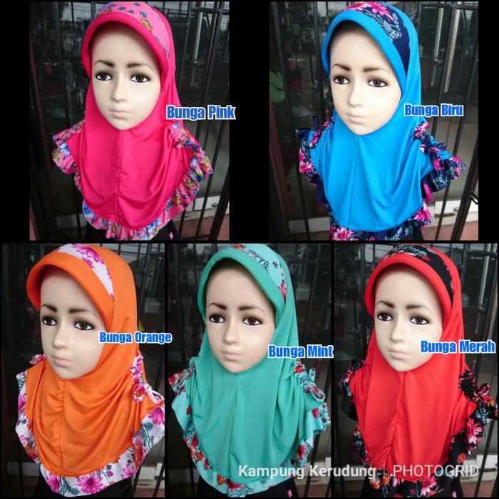 Jilbab Anak Serut Bunga Lucu Kerudung Hijab Anak Jilbab Anak Serut Bunga Lucu Kerudung Hijab Anak