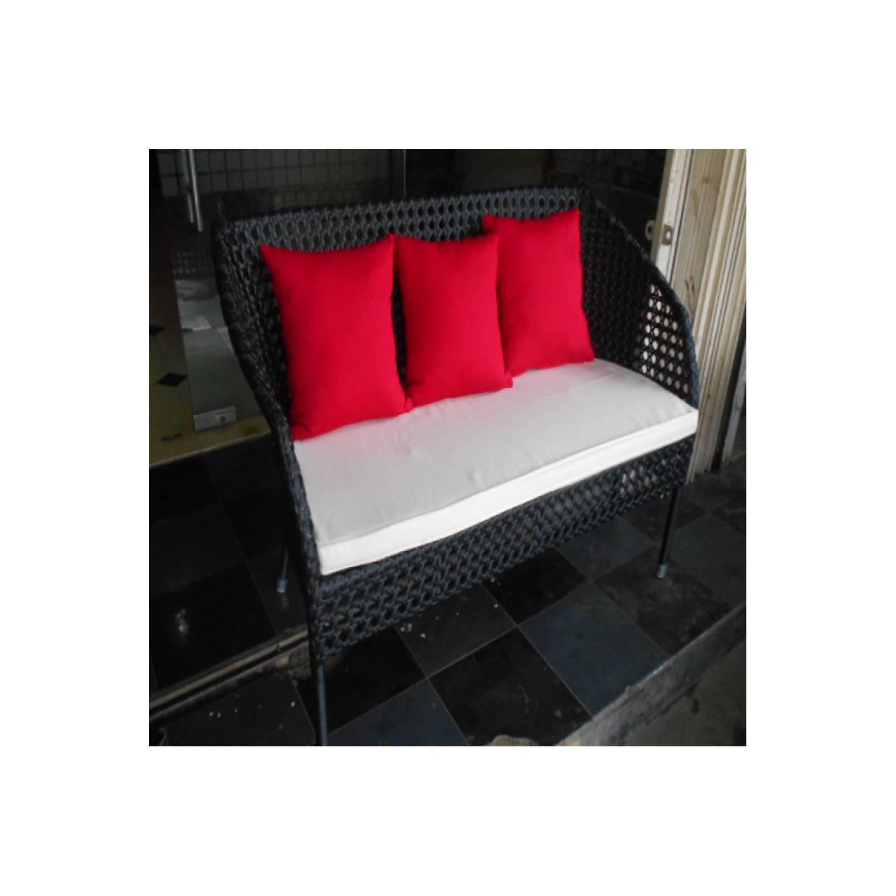 SOFA LOVESEAT ROTAN SINTETIS BLACK-RED bogor cibinong