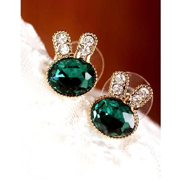 anting kelinci hijau berlian / diamond green rabit earrings JAN013