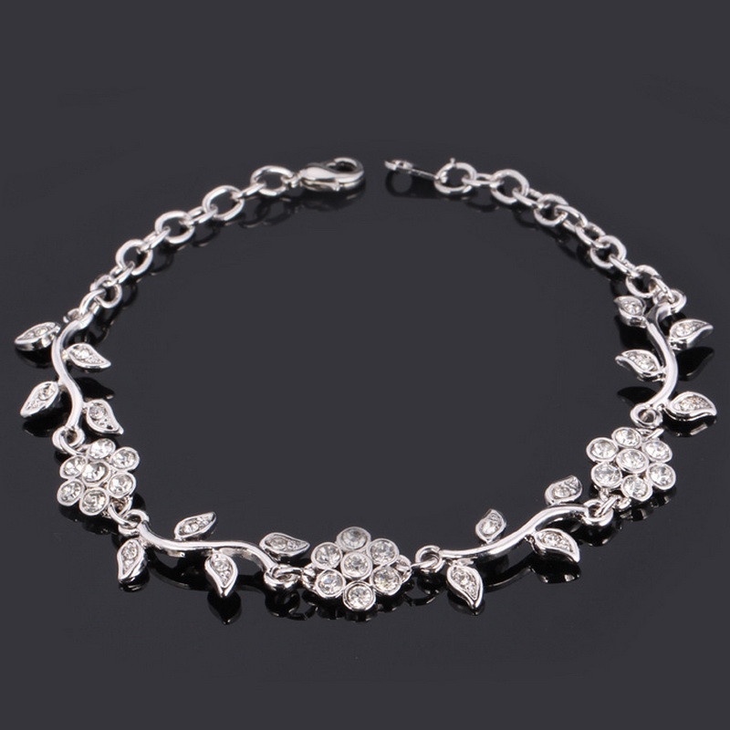 Bahan: Platinum Berlapis, Austria Berlian Imitasi. Jenis Perhiasan: Gelang Rantai. image