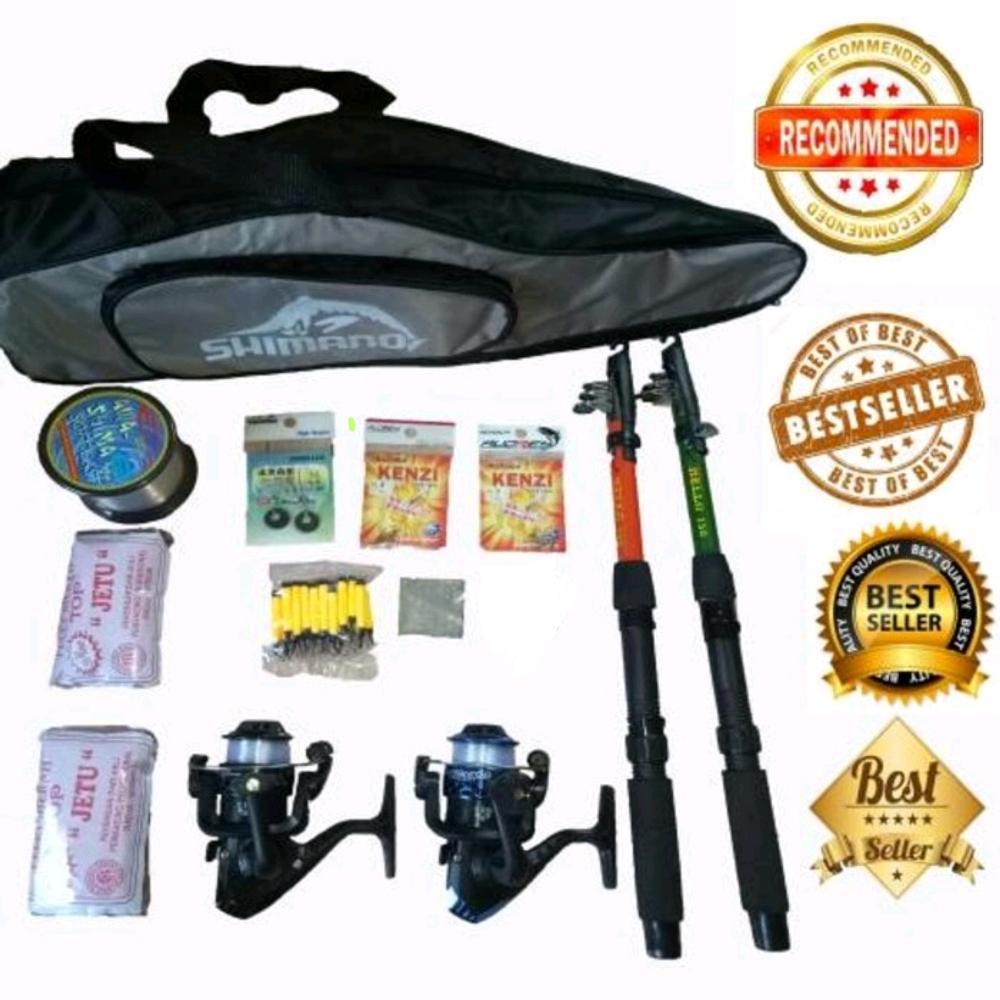 PAKET PANCING 2A - 2 SET Lengkap Siap Pakai - Joran - Reel - Tas - Senar - Kail - Pelampung - Stopper - Timah - Umpan di lapak Andree Fishing or BFG andree_alivio