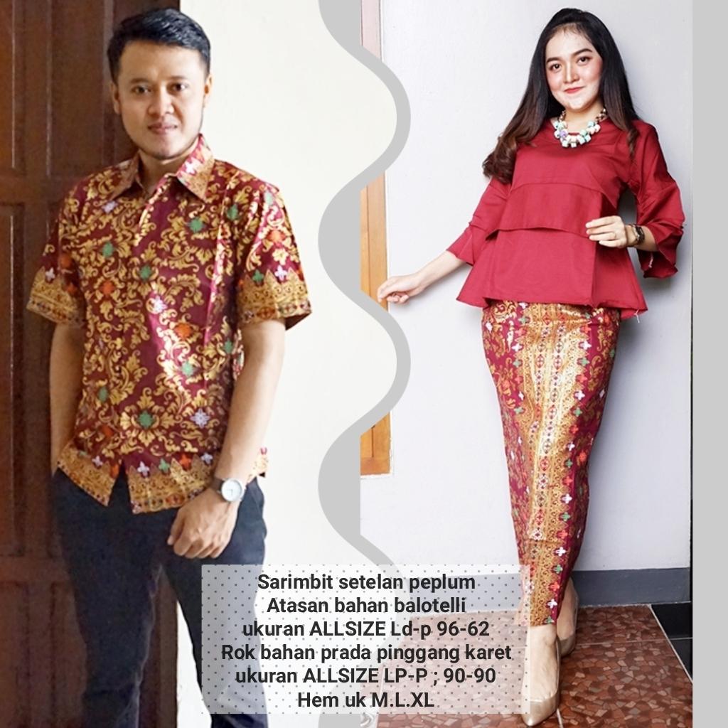 baju couple batik buat kondangan acara resepsi warna merah BSG606