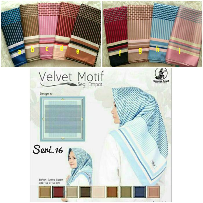 Jilbab Segiempat Satin Velvet Motif Umama Seri 16 / Segi Empat / Segi4