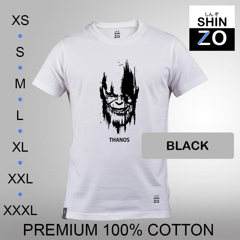 Shinzo Design - Kaos Oblong Distro T Shirt Tee Casual Fashion Atasan Cloth Anime Custom - Premium Cotton Combed 30s Ring Spun Export Quality - Pria - The Avengers Infinity War Thanos - White Putih