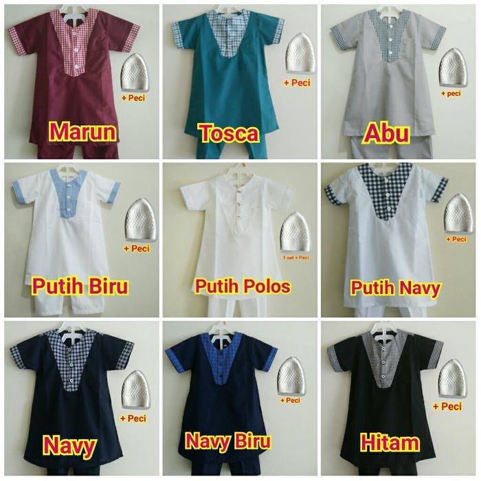 Setelan baju koko turkey/gamis bayi + jegging + peci