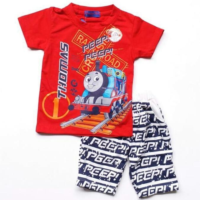 PROMO SALE BAJU SETELAN ANAK LAKI COWOK LONDON KIDS LK KAOS THOMAS KUNING MERAH FZ001XO