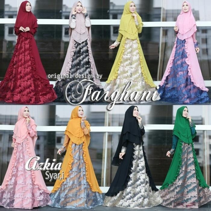 azkia by farghani gamis syari pesta mewah berhias mutiara