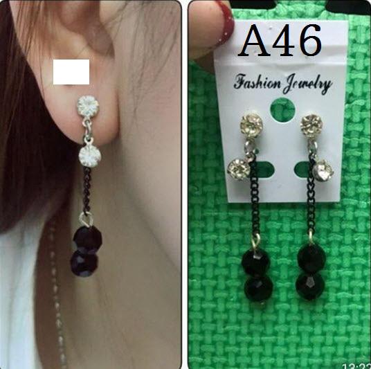 Anting Kristal Hitam (Jual Perhiasan Set Kalung Gelang Cincin Xuping