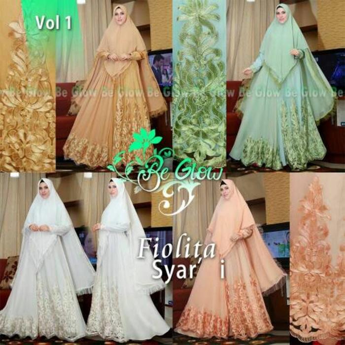 fiolita syari dan amora 1 dan 2 by be glow / gamis brokat pesta mewah