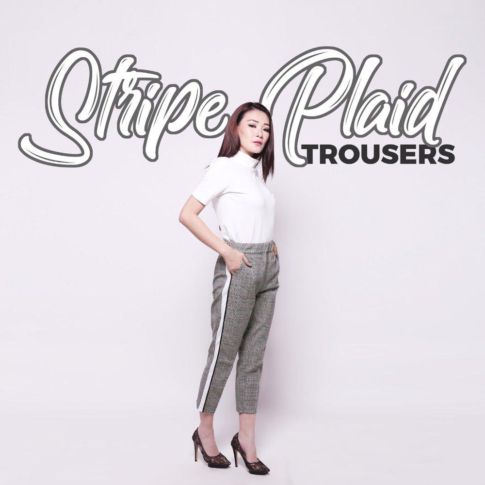 STRIPE PLAID TROUSERS - Celana Wanita Mode Terkini