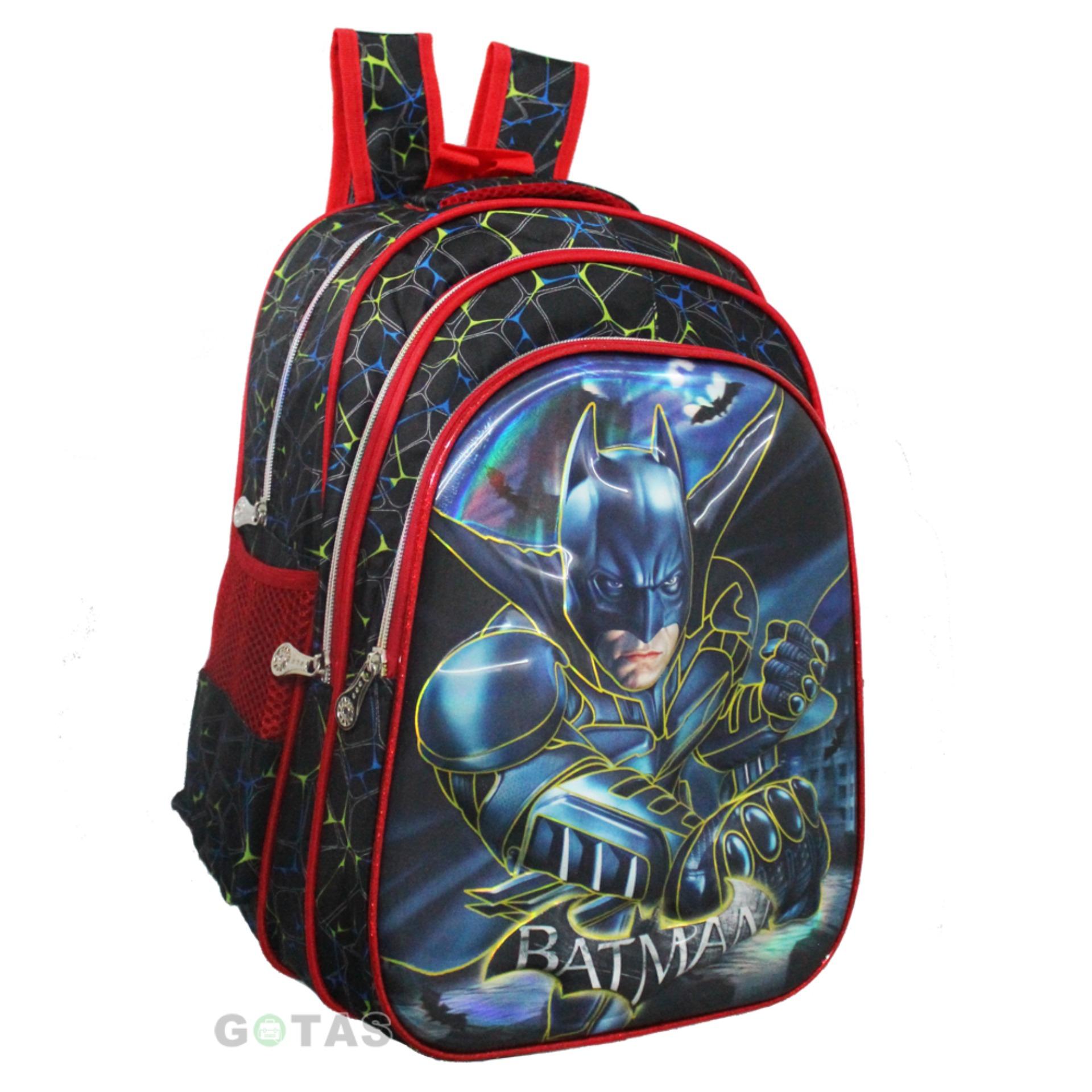Tas Anak Sekolah SD Karakter BATMAN 7D 3Kantong 1668 Tas Impor