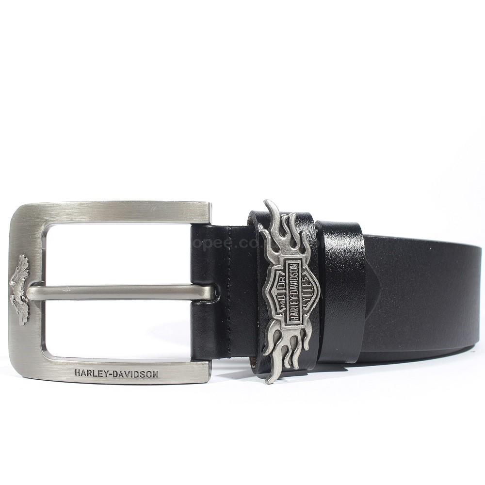 GESPER IKAT PINGGANG KULIT PRIA SELAPIS HARLEY DAVIDSON HD2 BLACK