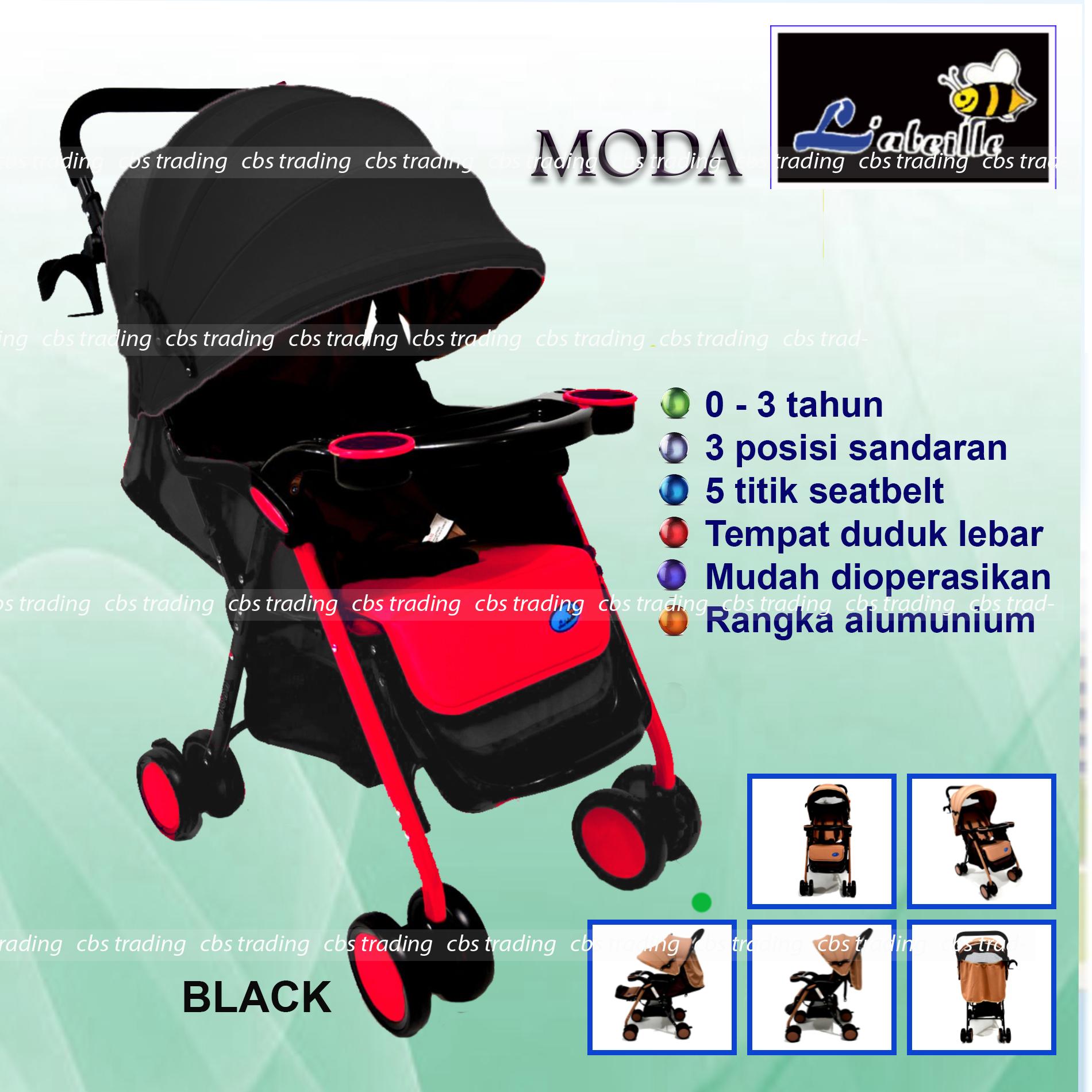 L'abeille Moda Baby Stroller A819 Lightweight - Kereta Dorong Bayi - Hitam  