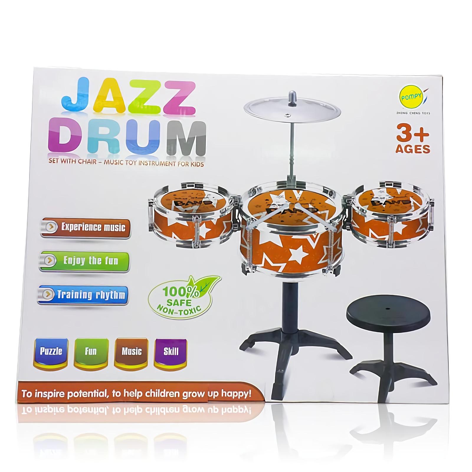 POMPY Mainan Anak Jazz Drum Set With Mini Chair PA-333-013 Biru