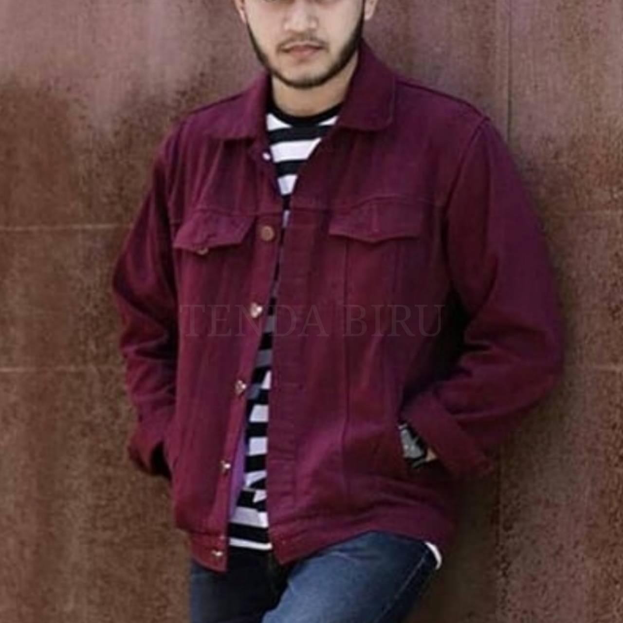 New Jaket Jeans Denim Pria Exlusive - Maroon