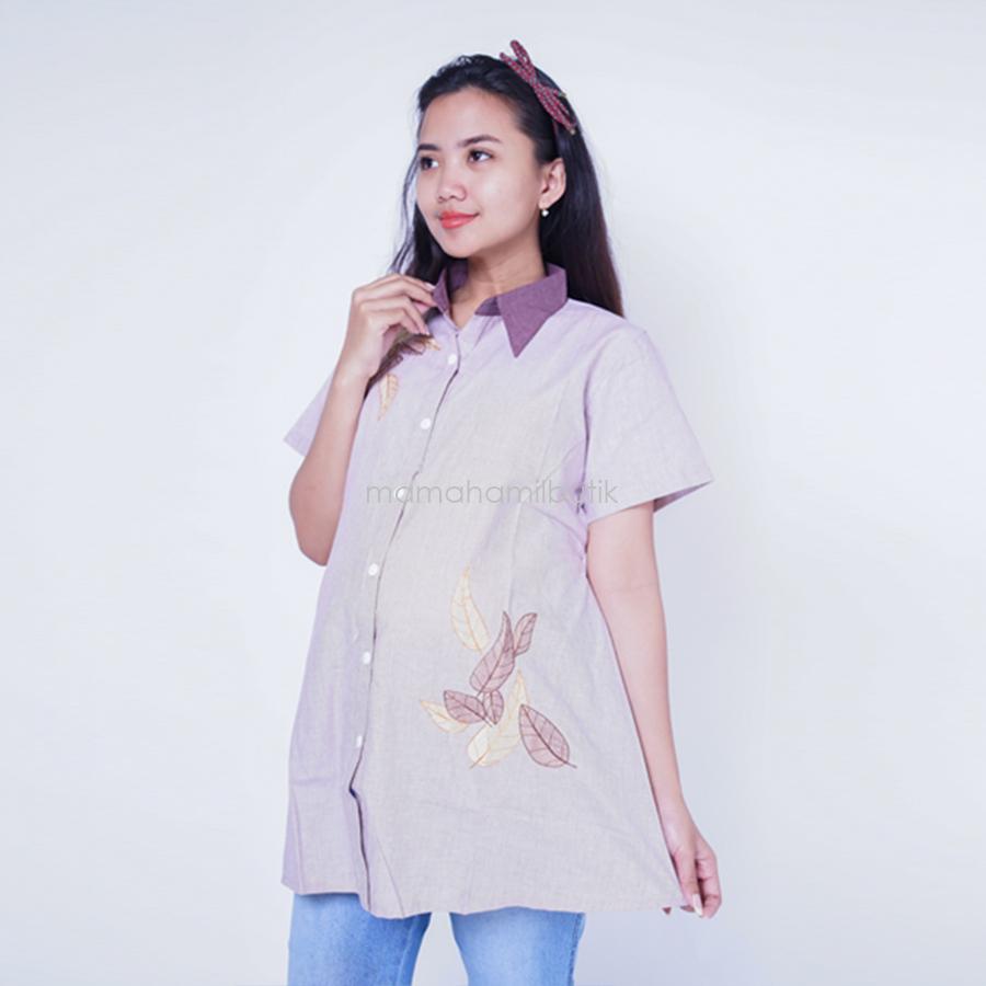 Ning Ayu Atasan Hamil Lengan Pendek Modis bordir Daun - BLD 416 / Baju Hamil Kerja / Baju Hamil Modern / Baju Hamil Lucu / Baju Hamil Modis/ Baju Hamil Murah / Baju Hamil Untuk Kerja /Baju Hamil Muslim