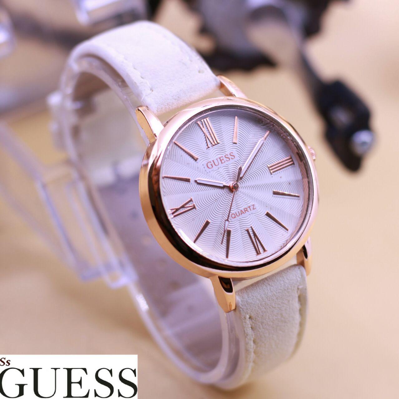 JAM TANGAN FASHION WANITA GUESS KULIT JEANS