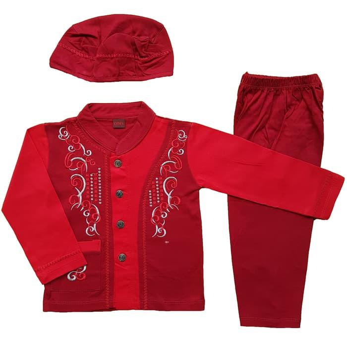 New Baju Muslim Koko (6-12 Bulan) Anak Bayi Laki-Laki Setelan Set Peci LY4 Promo
