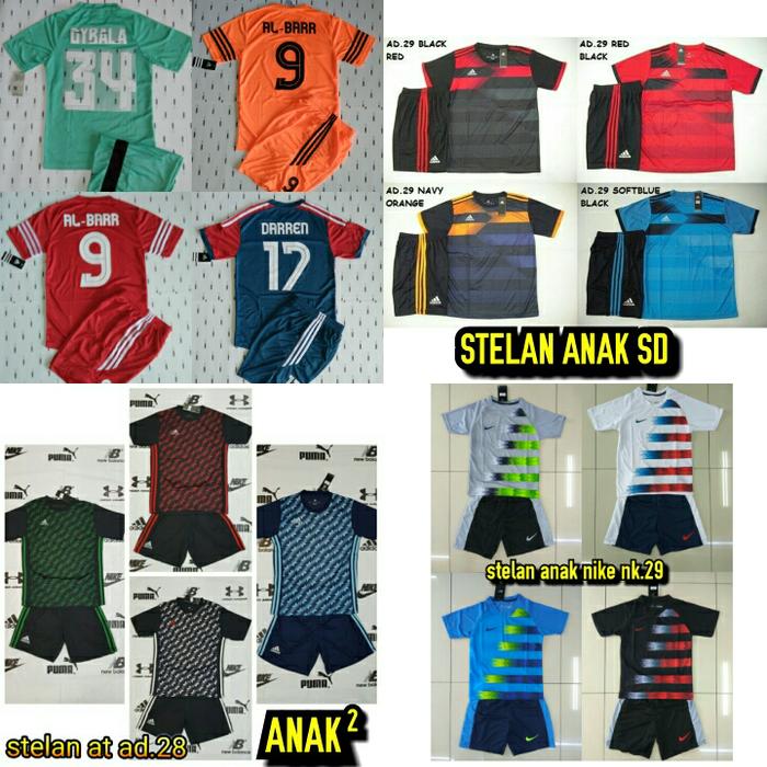 Baju Kaos Futsal/Bola Anak Junior Nike Adidas Puma + Nama Nomor